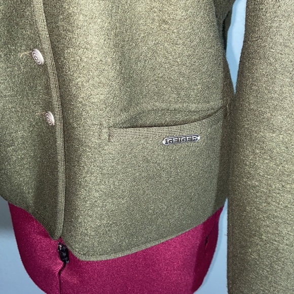 Nwot Vintage Geiger Boiled Wool Button Crop Green Jacket Blazer cardigan - Picture 4 of 10